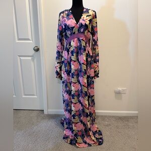 Unique Vintage floral maxi dress with empire waist